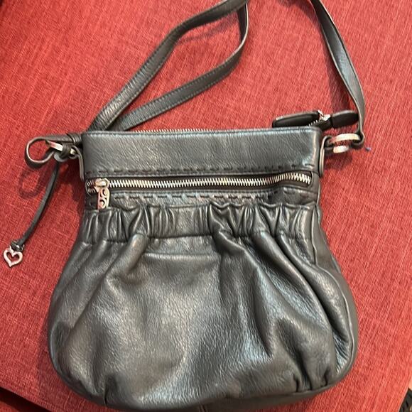 BRIGHTON GRAY LEATHER CROSSBODY SHOULDER BAG PURSE - Picture 13 of 13